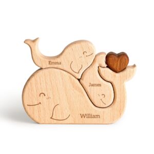 Wooden Whale Family Name Puzzle