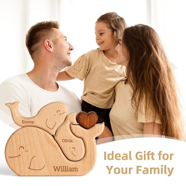 Wooden Whale Family Name Puzzle - Image 5