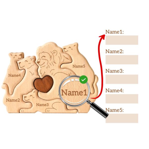 Wooden Lion Family Name Puzzle - Image 7