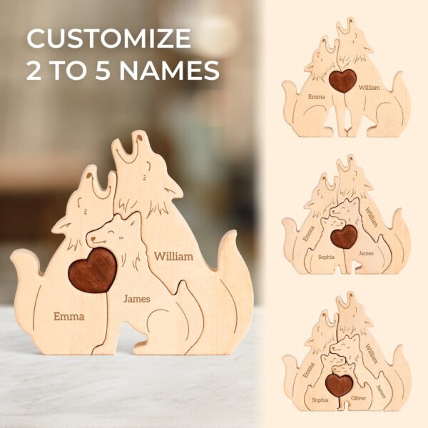 Wooden Wolf Family Name Puzzle - Image 2