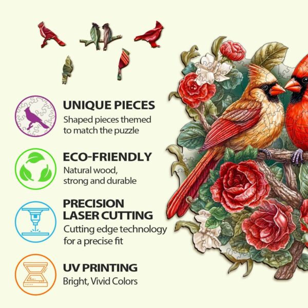 Beautiful Cardinal Wooden Jigsaw Puzzle - Image 5