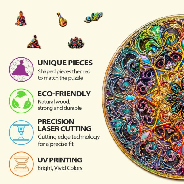 Mandala Dreamland Wooden Jigsaw Puzzle - Image 4