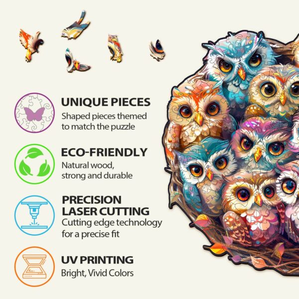 Baby Owls Wooden Jigsaw Puzzle - Image 6