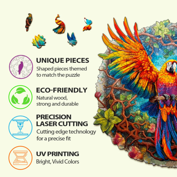 Curious Parrot Wooden Jigsaw Puzzle - Image 6