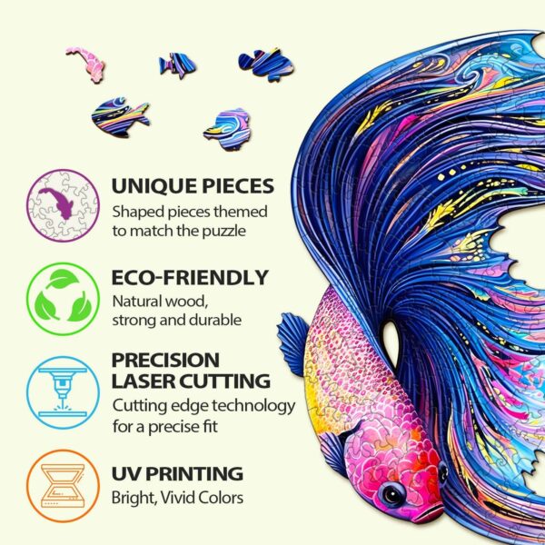 Half Moon Betta Wooden Jigsaw Puzzle - Image 6