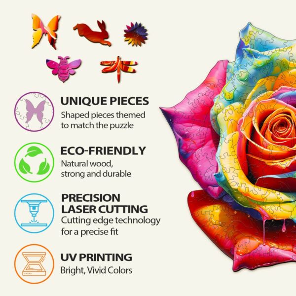 Colorful Rose Wooden Jigsaw Puzzle - Image 5