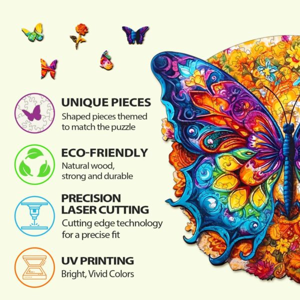 Mandala Butterfly-3 Wooden Jigsaw Puzzle - Image 6