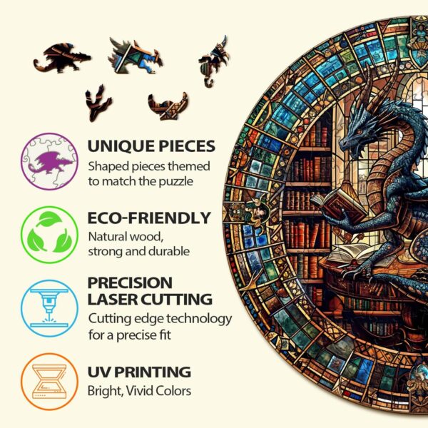 The Dragon's Library Wooden Jigsaw Puzzle - Image 5