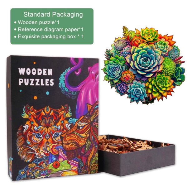 Succulent Plants-3 Wooden Jigsaw Puzzle - Image 3
