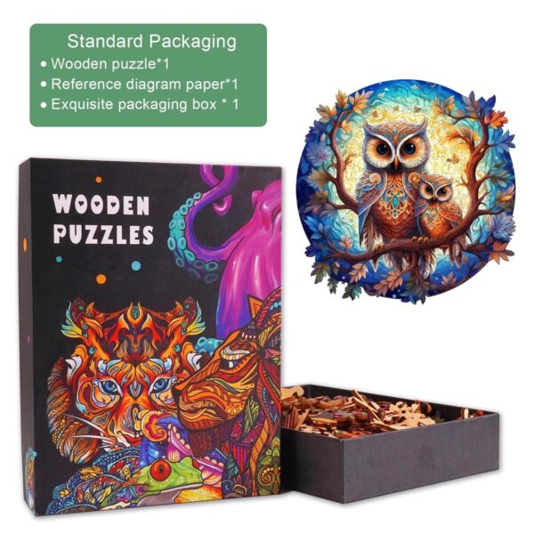 Owl Family-2 Wooden Jigsaw Puzzle - Image 3