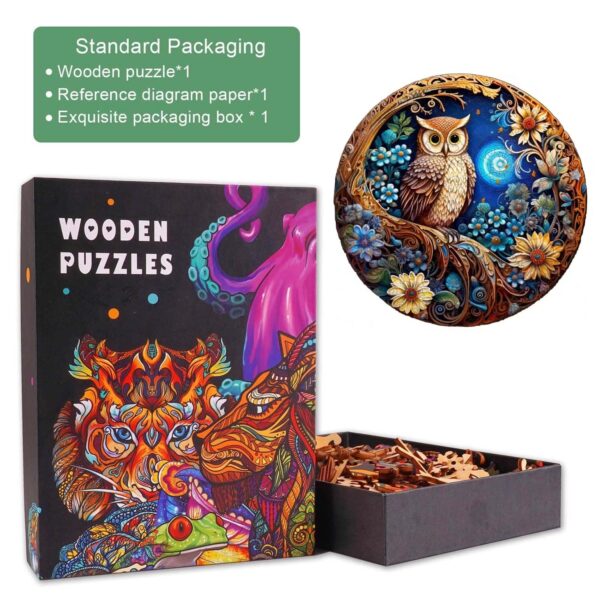 Moonlight Owl Wooden Jigsaw Puzzle - Image 4
