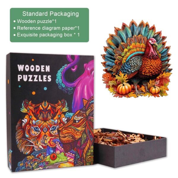 Colorful Turkey Wooden Jigsaw Puzzle - Image 4
