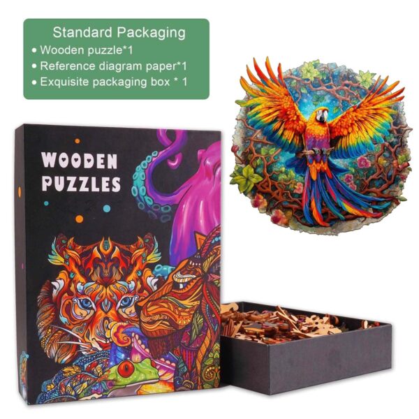 Curious Parrot Wooden Jigsaw Puzzle - Image 3