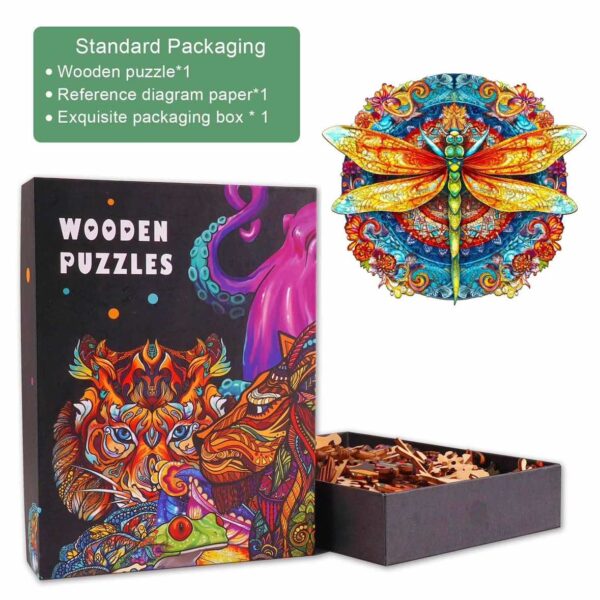 Mandala Dragonfly 1 Wooden Jigsaw Puzzle - Image 3