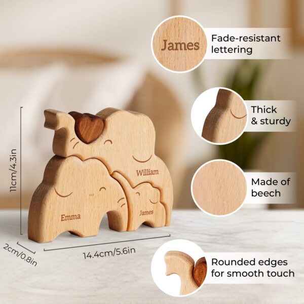Wooden Elephant Family Name Puzzle - Image 4