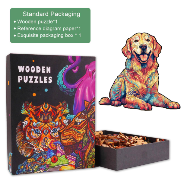 Loyal Golden Retriever Wooden Jigsaw Puzzle - Image 3