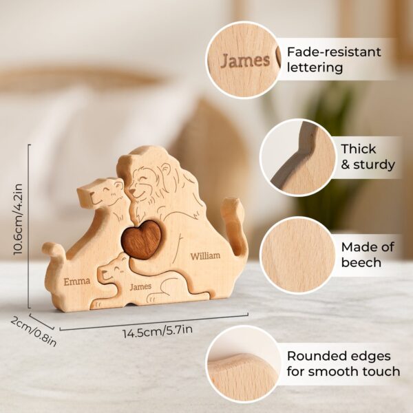 Wooden Lion Family Name Puzzle - Image 3