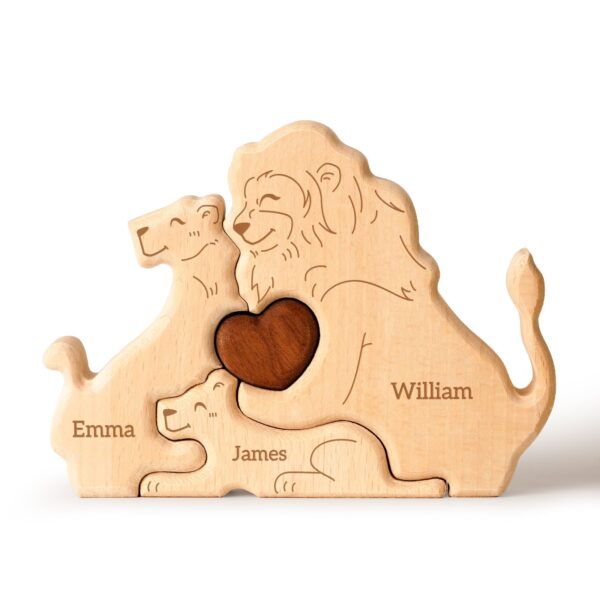 Wooden Lion Family Name Puzzle