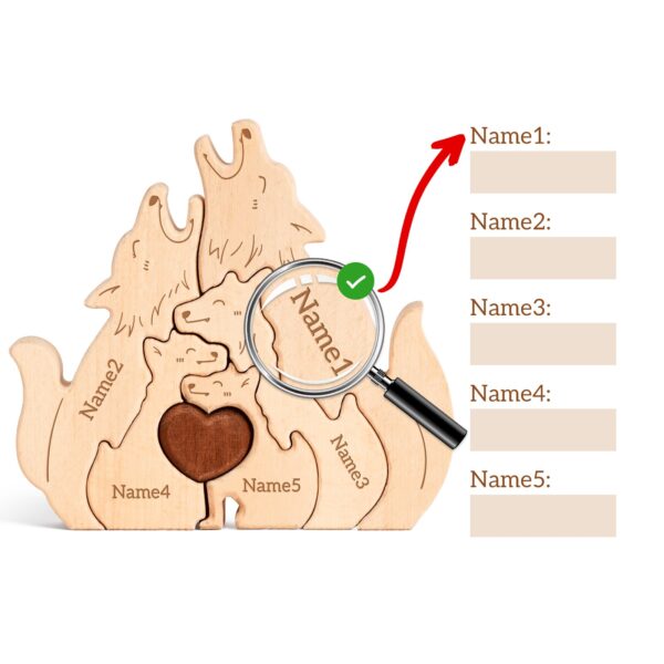 Wooden Wolf Family Name Puzzle - Image 7