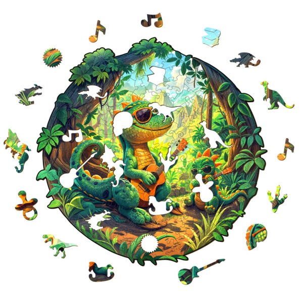 Rock Dinosaur-1 Wooden Jigsaw Puzzle - Image 2
