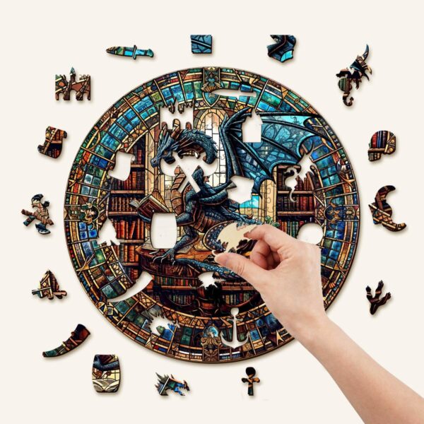 The Dragon's Library Wooden Jigsaw Puzzle - Image 2