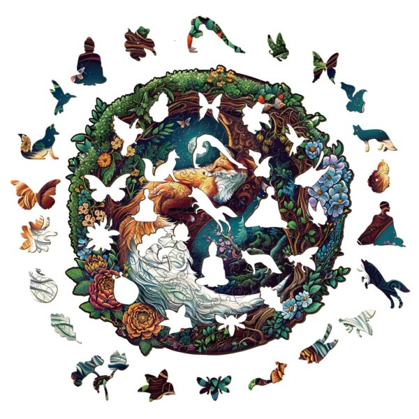 Yin Yang Fox-2 Wooden Jigsaw Puzzle - Image 2