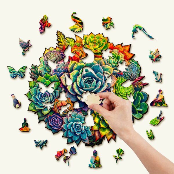 Succulent Plants-3 Wooden Jigsaw Puzzle - Image 2