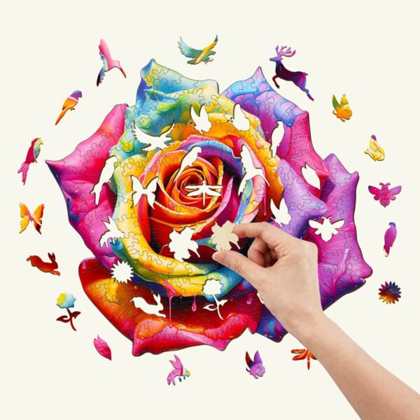 Colorful Rose Wooden Jigsaw Puzzle - Image 2