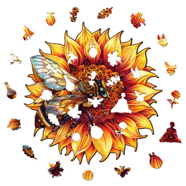 Bee and Sunflower Wooden Jigsaw Puzzle - Image 2
