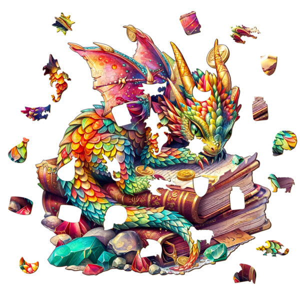 Jeweled Dragon Wooden Jigsaw Puzzle - Image 2