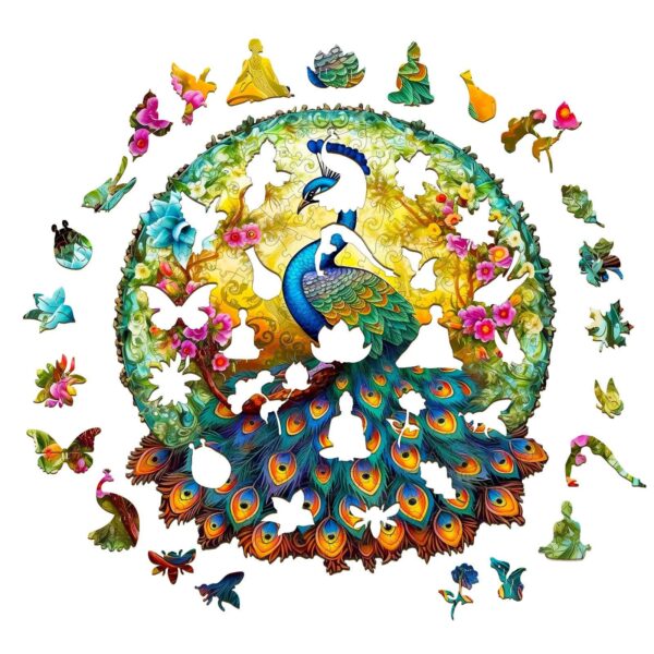 Uncharted Peacock Wooden Jigsaw Puzzle - Image 2