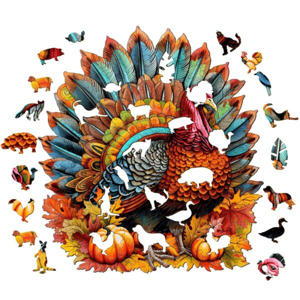 Colorful Turkey Wooden Jigsaw Puzzle - Image 2