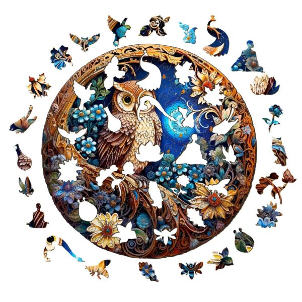 Moonlight Owl Wooden Jigsaw Puzzle - Image 2