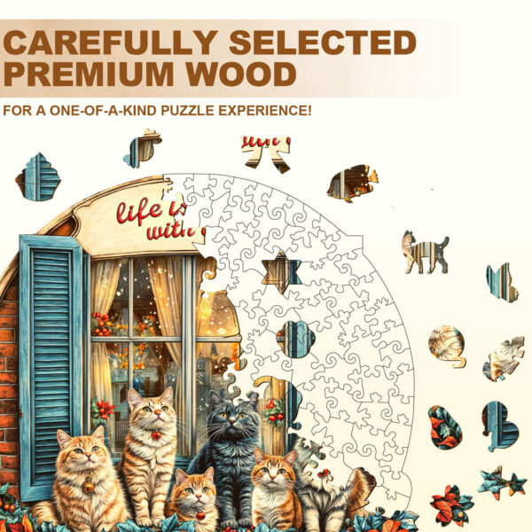 Serenade of Cats Wooden Jigsaw Puzzle - Image 2