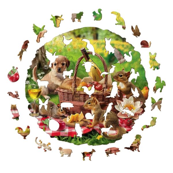 Animal Picnic Wooden Jigsaw Puzzle - Image 2