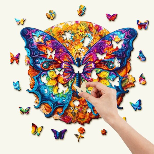 Mandala Butterfly-3 Wooden Jigsaw Puzzle - Image 2