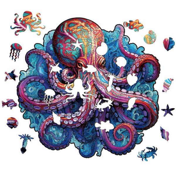 Deep Sea Giant Octopus Wooden Jigsaw Puzzle - Image 2