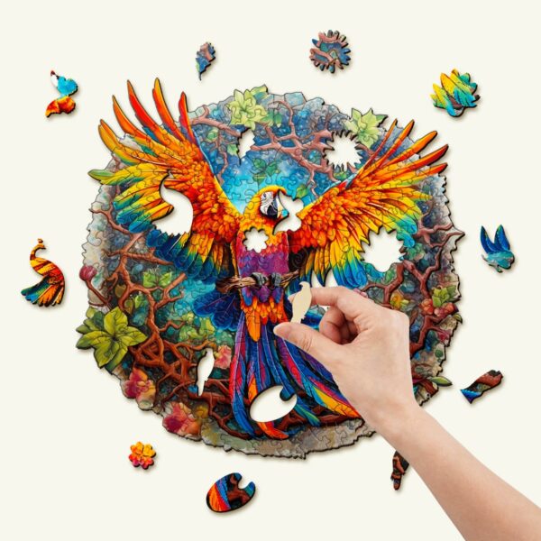 Curious Parrot Wooden Jigsaw Puzzle - Image 2