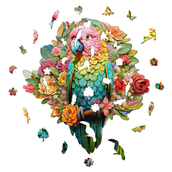 Colorful Parrot Wooden Jigsaw Puzzle - Image 2