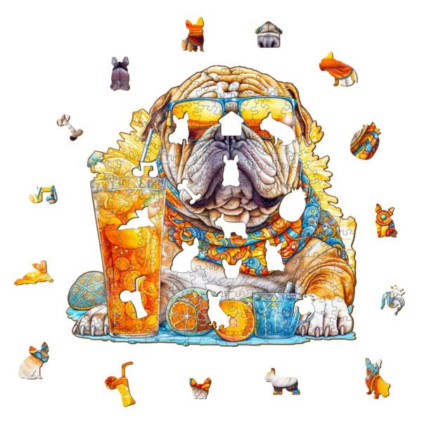 Summer Bulldog-1 Wooden Jigsaw Puzzle - Image 2