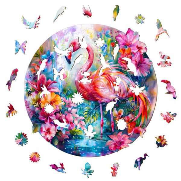 Charming Flamingo Wooden Jigsaw Puzzle - Image 2