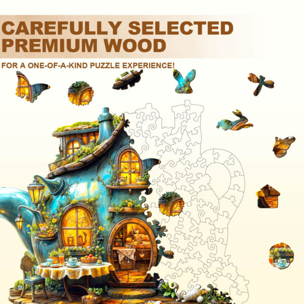 Rabbit's teapot Wooden Jigsaw Puzzle - Image 2