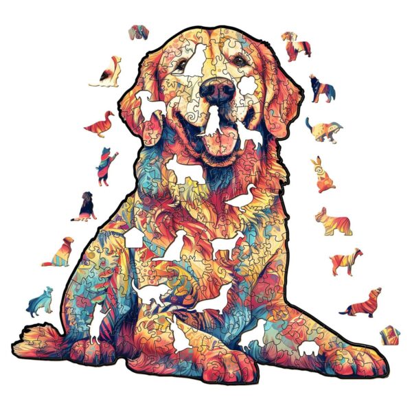 Loyal Golden Retriever Wooden Jigsaw Puzzle - Image 2