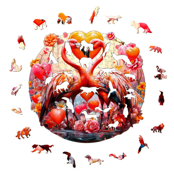 Sweet Flamingo Wooden Jigsaw Puzzle - Image 2