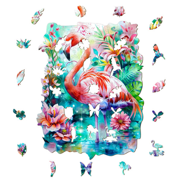 Flamingo Wooden Jigsaw Puzzle - Image 2