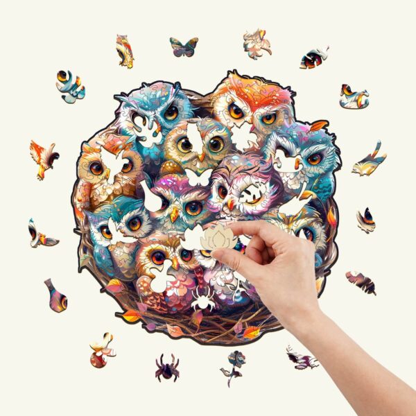 Baby Owls Wooden Jigsaw Puzzle - Image 2