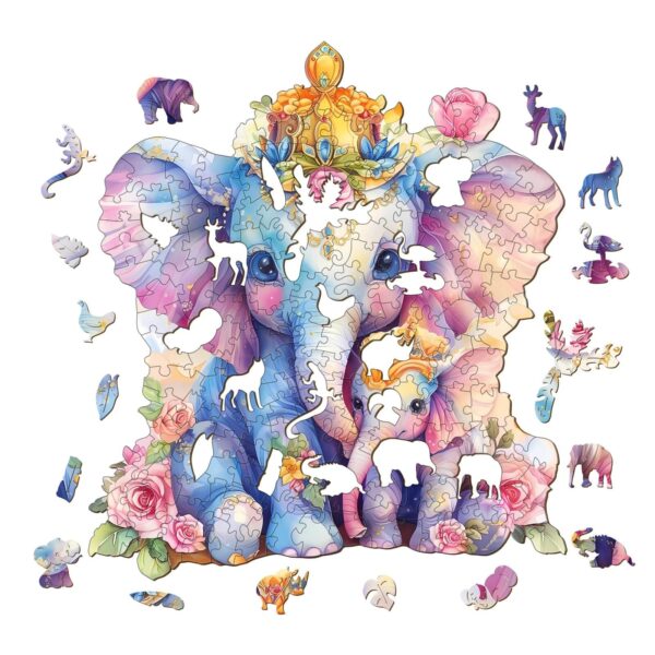 Parent child elephant Wooden Jigsaw Puzzle - Image 2