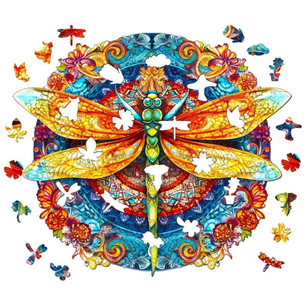 Mandala Dragonfly 1 Wooden Jigsaw Puzzle - Image 2