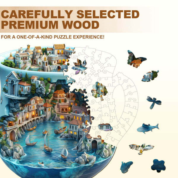 Seaside town Wooden Jigsaw Puzzle - Image 2