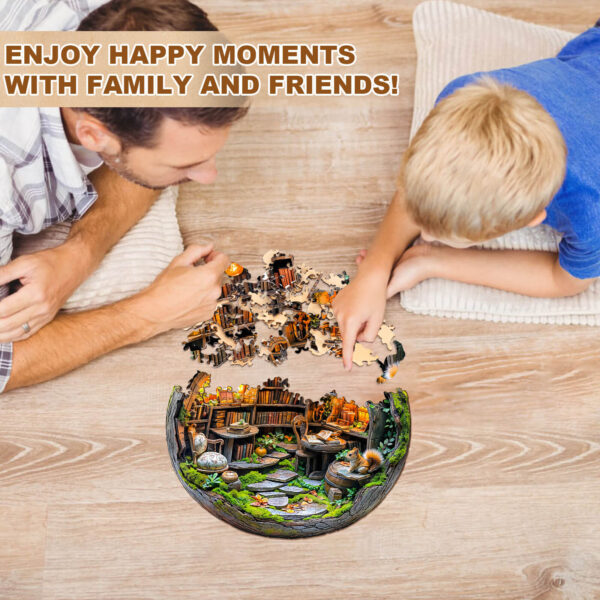 3D Mossy Library Wooden Jigsaw Puzzle - Image 9